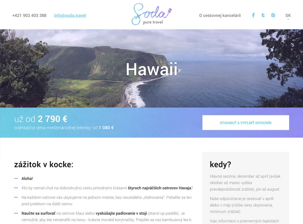 Soda - Pure Travel - responzívna webstránka