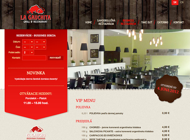 La Gauchita - Restaurant&Grill website