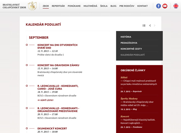 Bratislavský chlapčenský zbor - webstránka