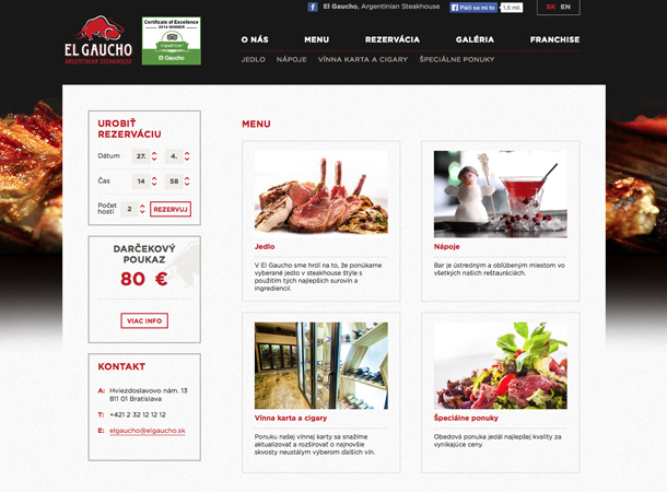 El Gaucho website redesign