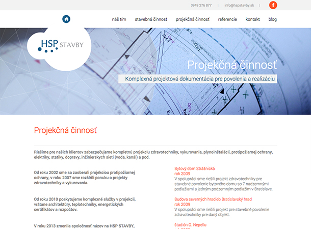 HSP Stavby - Responsive website and blog