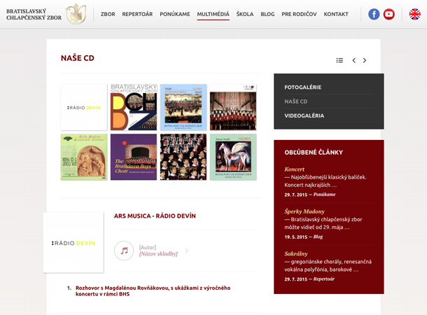Bratislavský chlapčenský zbor - webstránka