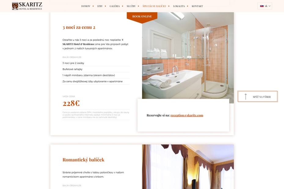 Hotel Skaritz - responzívna webstránka