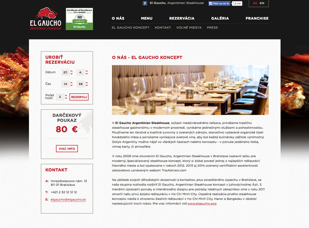 El Gaucho website redesign