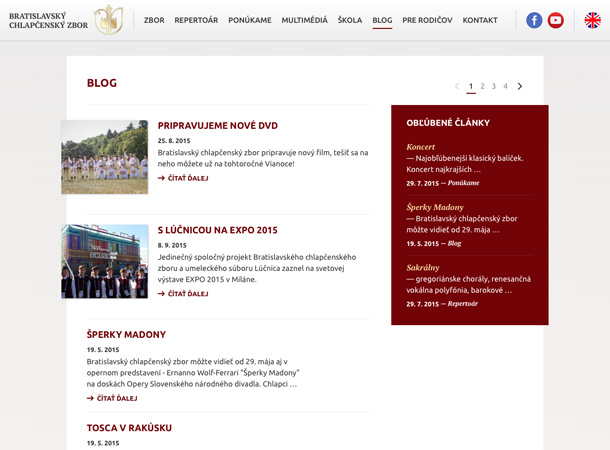 Bratislava Boys Choir - responsive website
